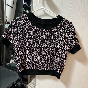 Divided Black/Pink Crop Top
